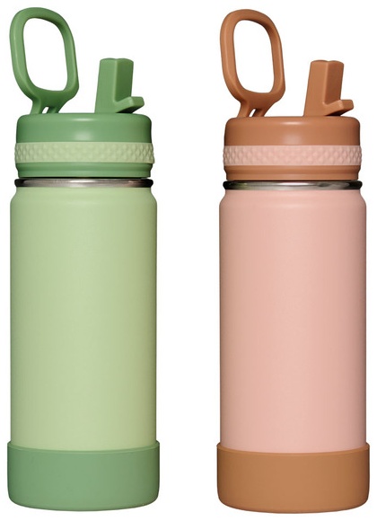 CROFTON 2 Pack Stainless Steel Bottles - Coral & Green