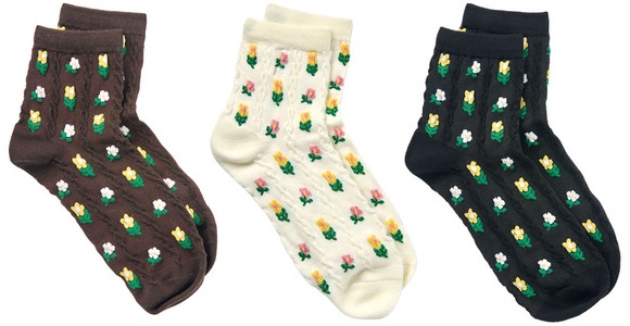 Serra 3 Pack Fancy Socks - Floral Mixed