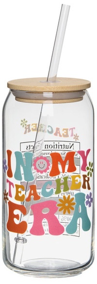 Crofton Glass Cup with Lid - Helping Minds, 18 fl oz