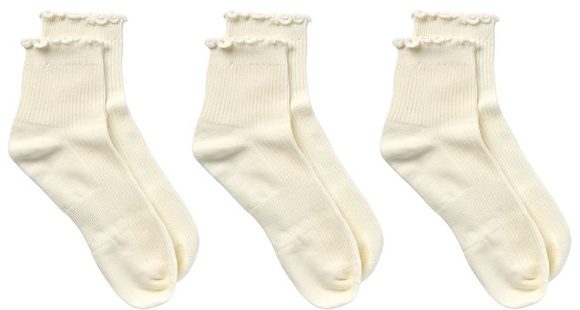 Serra 3 Pack Fancy Socks - Ruffle Cream