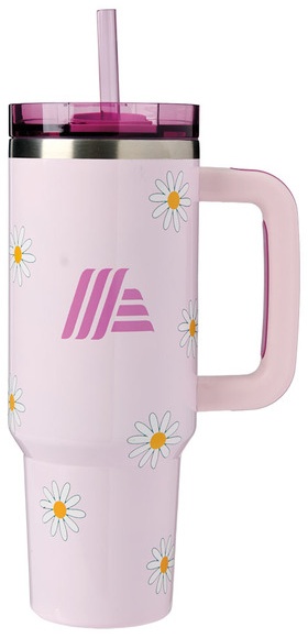 40 oz Thirst Crusher Tumbler - Pink, Large Daisies