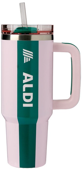 40 oz Thirst Crusher Tumbler - Pink, Green Stripe