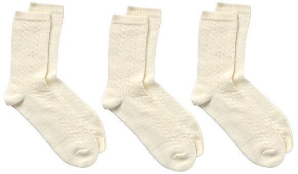 Serra 3 Pack Fancy Socks - Pointelle Cream