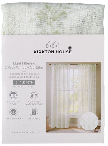 KIRKTON HOUSE Window Sheer Curtain Pair - Wave Botanical Sheer