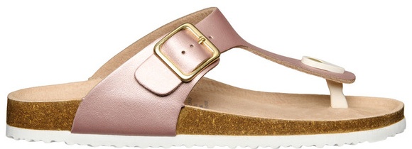 Serra Ladies Genuine Leather Footbed Sandal - Rose Gold Size 8