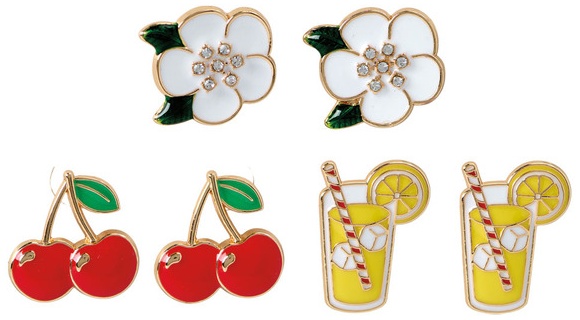 Serra Fashion Earrings - Cherry/Lemonade/Flower Studs