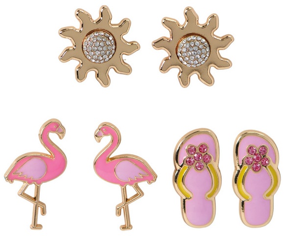 Serra Fashion Earrings - Flamingo/Sun/Fliip Flop Studs