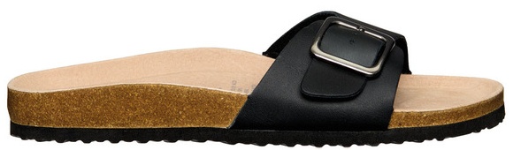 Serra Ladies Genuine Leather Footbed Sandal - Black Size 9