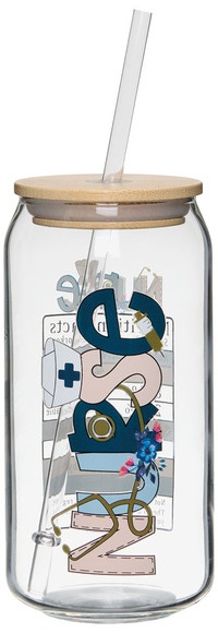 Crofton Glass Cup with Lid - Nurse, 18 fl oz