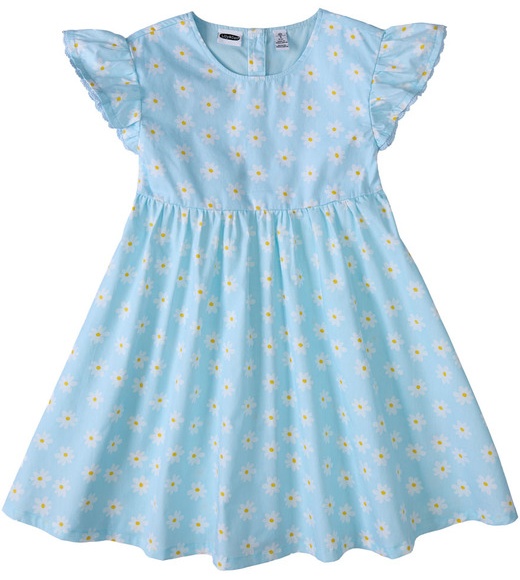 Lily & Dan/ L&D Girls Flutter Sleeve Dress - Blue XS
