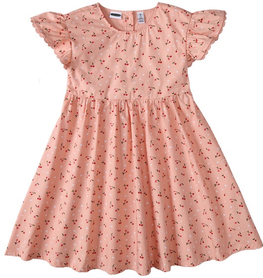 Lily & Dan/ L&D Girls Flutter Sleeve Dress - Pink M