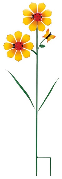 Belavi Double Flower Spinner Stake - Flower with Butterfly
