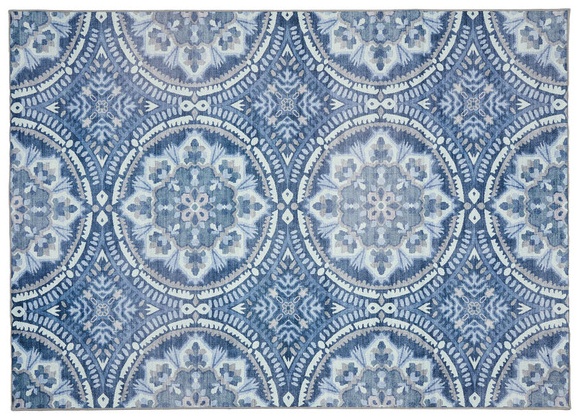 KIRKTON HOUSE 5' X 7' Washable Indoor/Outdoor Area Rug - Blue Medallions