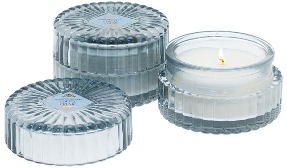 KIRKTON HOUSE Ribbed Glass Candle 2pk Blue - Coffee