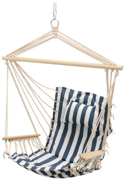 Belavi Hanging Hammock Chair - Blue Striped