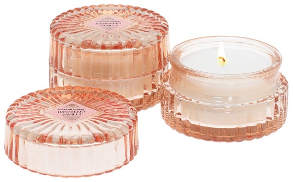 KIRKTON HOUSE Ribbed Glass Candle 2pk Blue - RaspVanilla