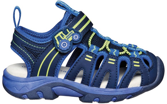 Lily & Dan Toddler Trekking Sandal - Blue Tractor 9/10