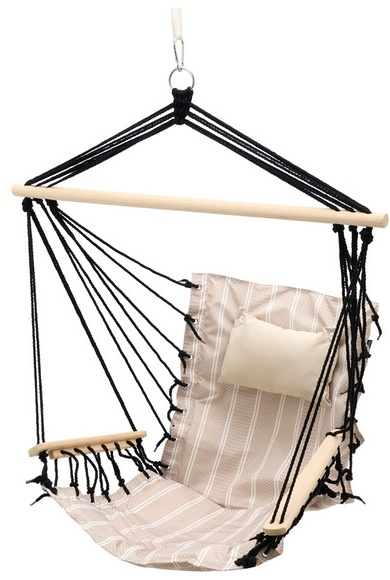 Belavi Hanging Hammock Chair - Beige Pattern