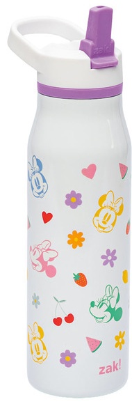 Zak! Disney Character Stainless Steel Bottle - Minnie Mouse, White