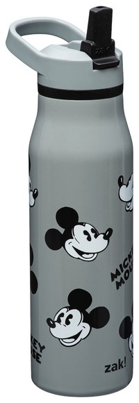 Zak! Disney Character Stainless Steel Bottle - Mickey Mouse, Grey