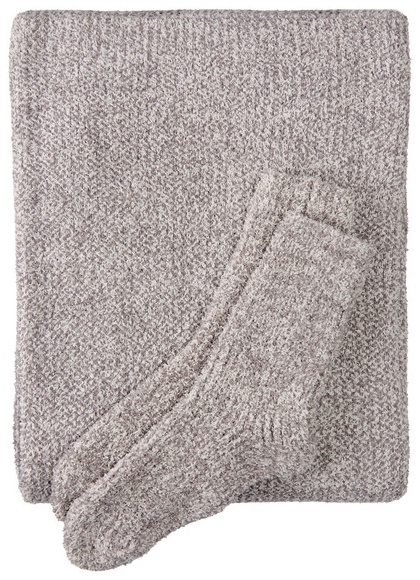 KIRKTON HOUSE Ultra Cozy Knit Throw and Socks Gift Set - Gray