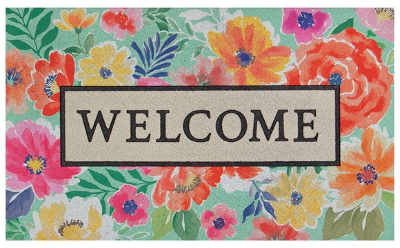 KIRKTON HOUSE Outdoor Accent Mat - Welcome Floral