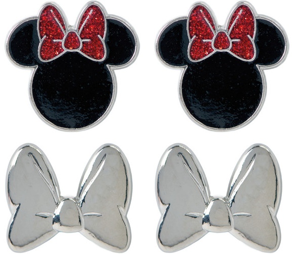 Disney Character Earrings - Minnie Black/Red Stud Set
