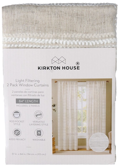 KIRKTON HOUSE Window Sheer Curtain Pair - Taupe Stripe