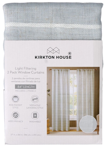 KIRKTON HOUSE Window Sheer Curtain Pair - Gray Stripe