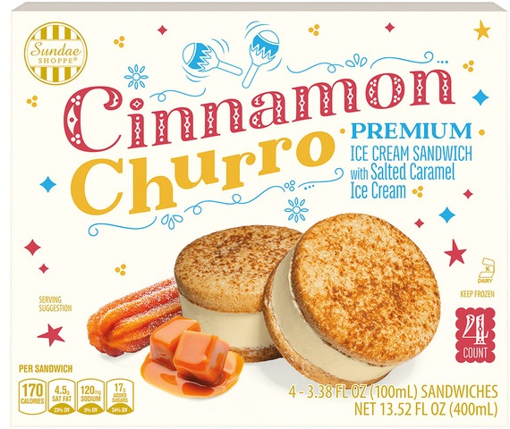Sundae Shoppe Cinnamon Churro Ice Cream Sandwiches - 