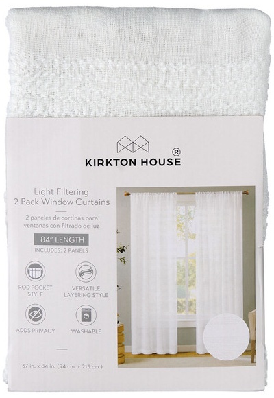 KIRKTON HOUSE Window Sheer Curtain Pair - White Stripe