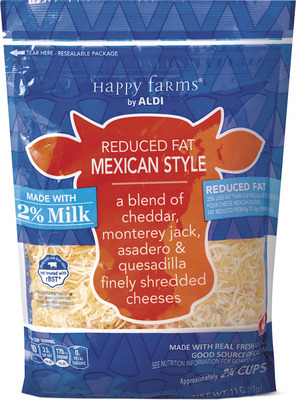 Happy Farms 2% Milk Mexican or Sharp Cheddar Shredded Cheese
