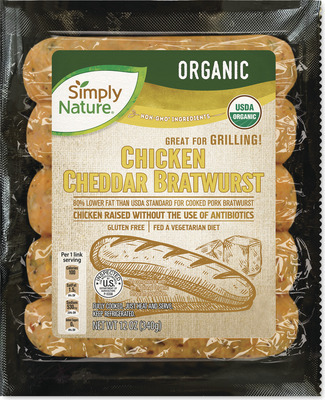 Simply Nature Organic Chicken or Chicken Cheddar Bratwurst