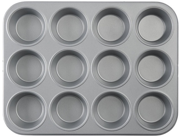 Crofton Metal Bakeware - 12 cup Muffin Pan, Raw Aluminium