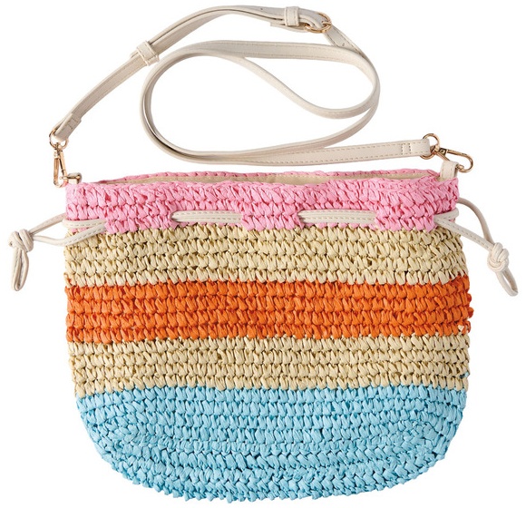 LS LIVE IN STYLE Woven Straw Crossbody - Multi Color Stripe