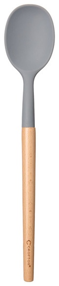 Crofton Beechwood & Silicone Utensil - Solid Spoon, Gray