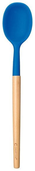 Crofton Beechwood & Silicone Utensil - Solid Spoon, Blue