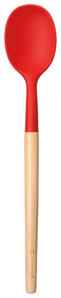 Crofton Beechwood & Silicone Utensil - Solid Spoon, Red
