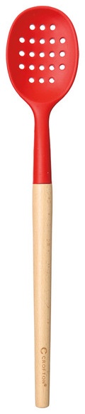 Crofton Beechwood & Silicone Utensil - Slotted Spoon, Red