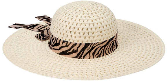 Serra - Animal Print Ribbon Beach Hat