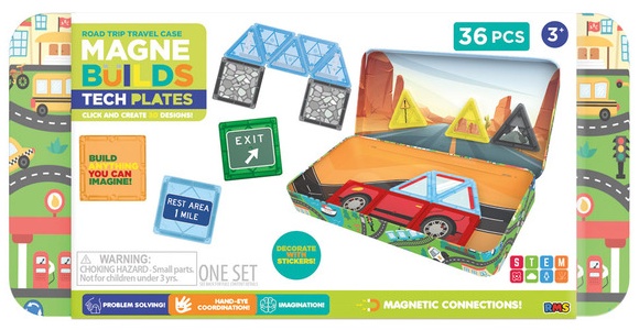 Magne Builds Travel Magnetic Tiles 36pc - Road Trip