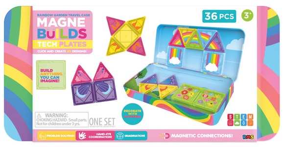 Magne Builds Travel Magnetic Tiles 36pc - Rainbow