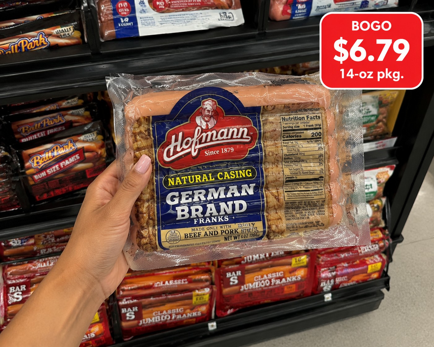 HOFMANN FRANKS German Brand, Natural Casing, 14-oz pkg.