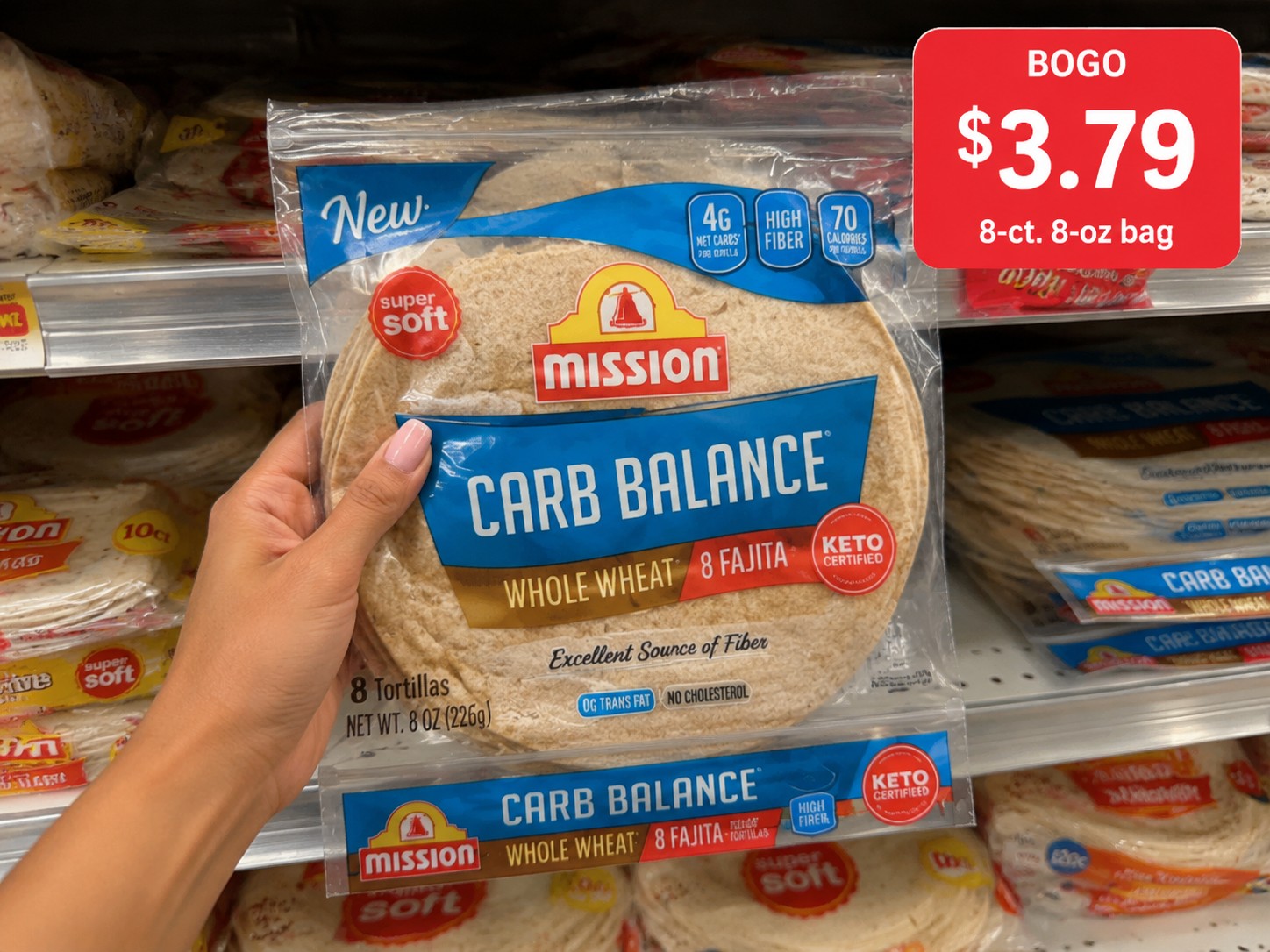 Mission Wheat Tortillas Carb Balance, Whole Wheat, Fajita Size