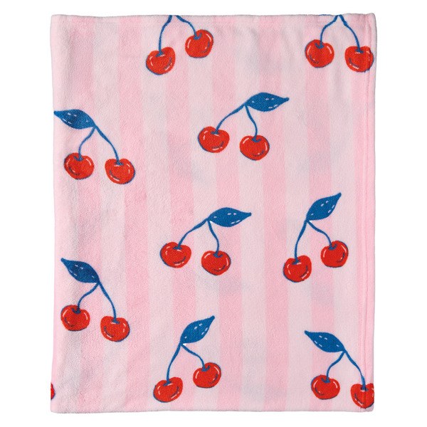 KIRKTON HOUSE Cherries Plush Throw, 50" X 60" — $4.99