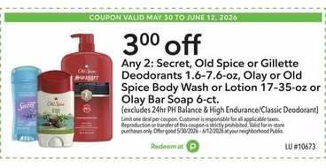 17–35-oz or Olay Bar Soap 6-ct. (excludes 24hr PH Balance & High Endurance/Classic Deodorant)