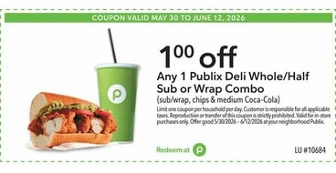 (sub/wrap, chips & medium Coca-Cola)