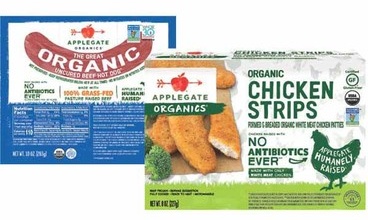 Applegate Organic Beef Hot Dogs, Organic Chicken Strips or Nuggets