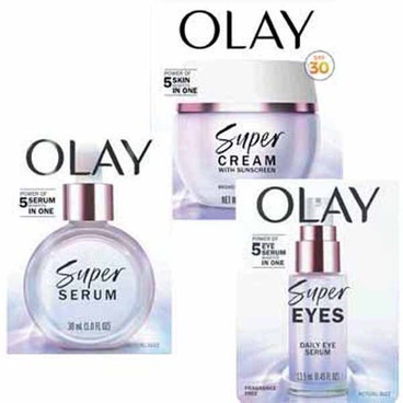 Any 1 Olay Super Serum, Super Cream SPF 30 or Super Eyes Facial Product