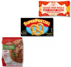 Armour Meatballs 11-14 oz, SuperPretzel Soft Pretzel 13 oz or soft breadsticks 10 ct or Deep Foods Kati Wraps 5 oz